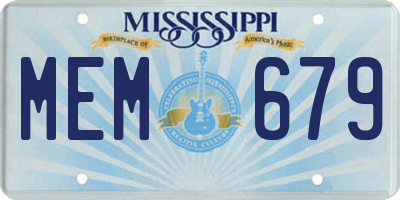 MS license plate MEM679