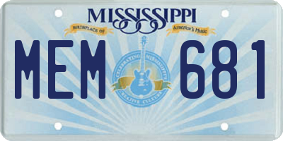 MS license plate MEM681