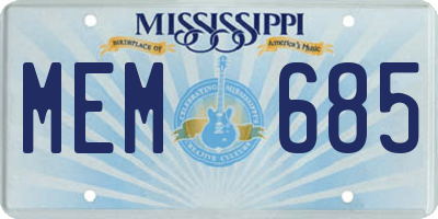 MS license plate MEM685