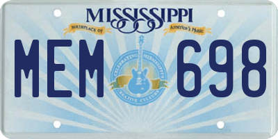 MS license plate MEM698