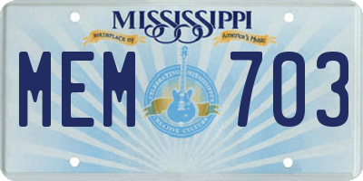 MS license plate MEM703