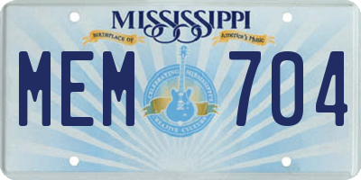 MS license plate MEM704