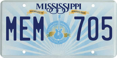MS license plate MEM705