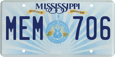 MS license plate MEM706