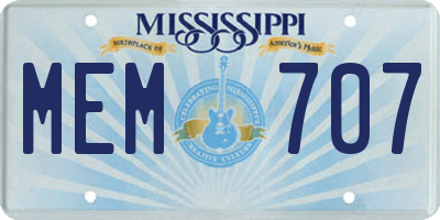 MS license plate MEM707