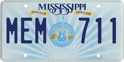 MS license plate MEM711