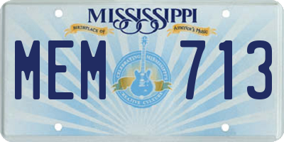 MS license plate MEM713