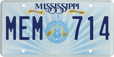 MS license plate MEM714