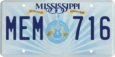 MS license plate MEM716
