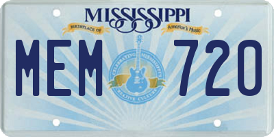 MS license plate MEM720