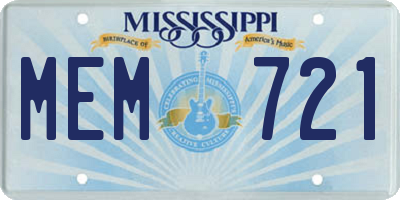 MS license plate MEM721