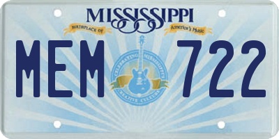MS license plate MEM722