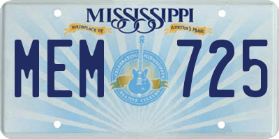MS license plate MEM725