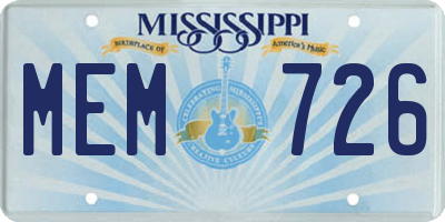 MS license plate MEM726