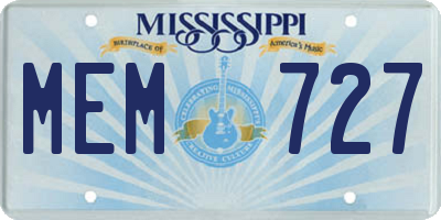 MS license plate MEM727