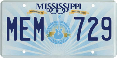 MS license plate MEM729