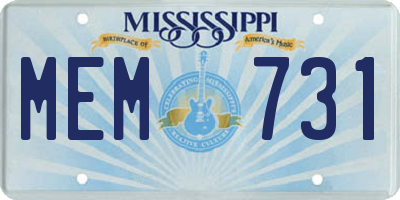 MS license plate MEM731