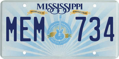 MS license plate MEM734