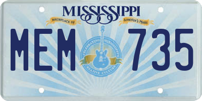 MS license plate MEM735