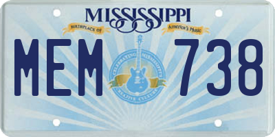 MS license plate MEM738