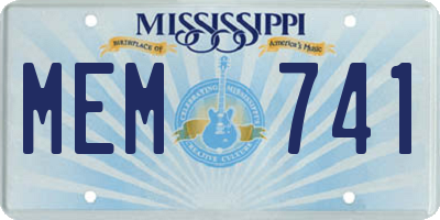 MS license plate MEM741