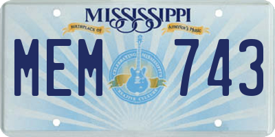 MS license plate MEM743