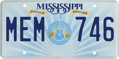 MS license plate MEM746