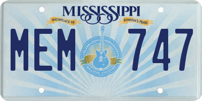 MS license plate MEM747