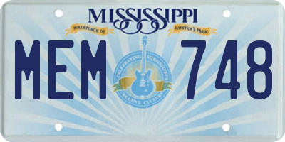 MS license plate MEM748