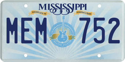 MS license plate MEM752