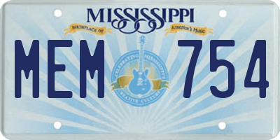 MS license plate MEM754