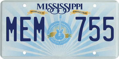 MS license plate MEM755