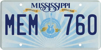MS license plate MEM760