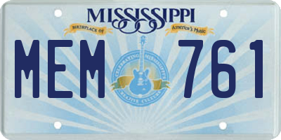 MS license plate MEM761