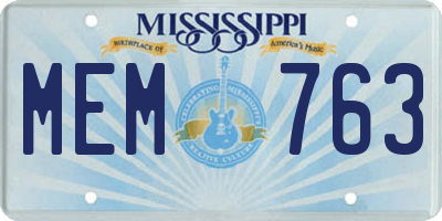 MS license plate MEM763