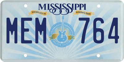 MS license plate MEM764