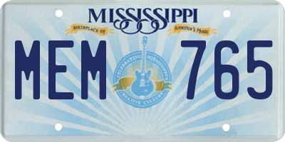 MS license plate MEM765