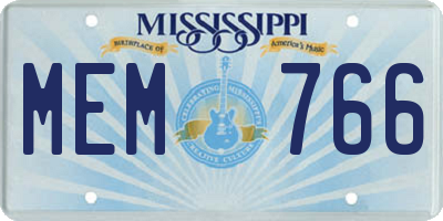 MS license plate MEM766