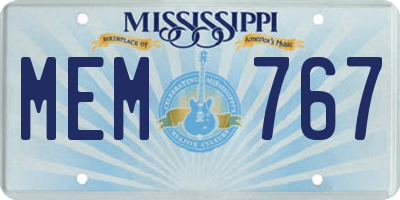 MS license plate MEM767