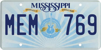 MS license plate MEM769