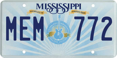 MS license plate MEM772