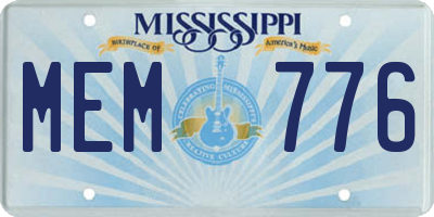 MS license plate MEM776