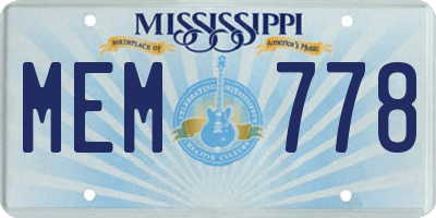 MS license plate MEM778