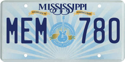 MS license plate MEM780