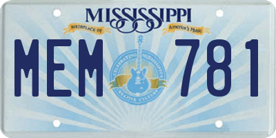 MS license plate MEM781