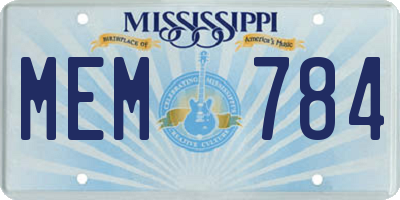 MS license plate MEM784