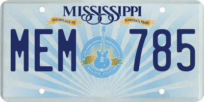 MS license plate MEM785