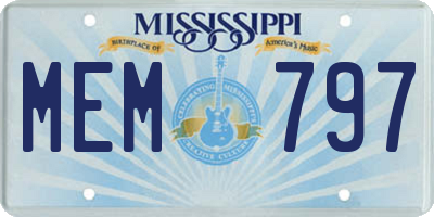 MS license plate MEM797
