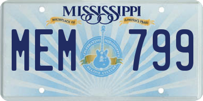 MS license plate MEM799
