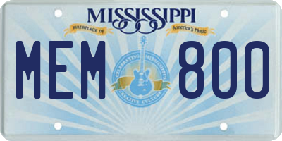 MS license plate MEM800